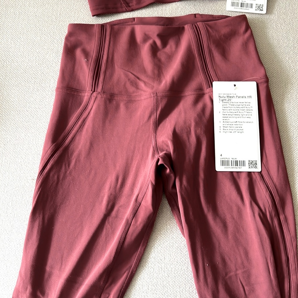 Lululemon nulu mesh panels 25” mulled wine